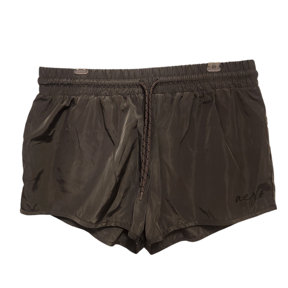 Aero Women's Running Shorts Sz XL Gray Black Double Lined Work Out Aeropostale
